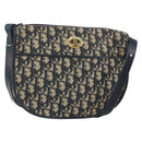 Christian Dior Trotter Canvas Shoulder Bag Navy Gold Auth BA9247-1