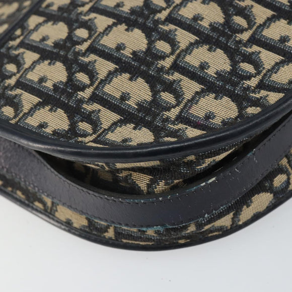 Christian Dior Trotter Canvas Umhängetasche Navy Gold Auth BA9247