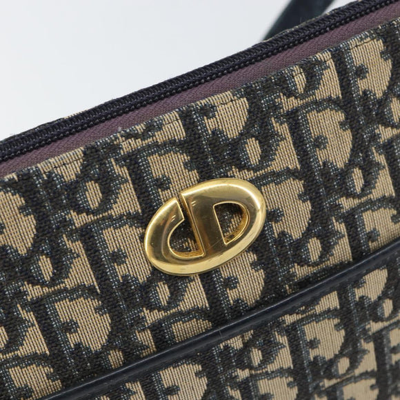 Christian Dior Trotter Canvas Umhängetasche Navy Gold Auth BA9247