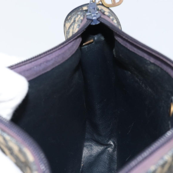 Christian Dior Trotter Canvas Shoulder Bag Navy Gold Auth BA9247