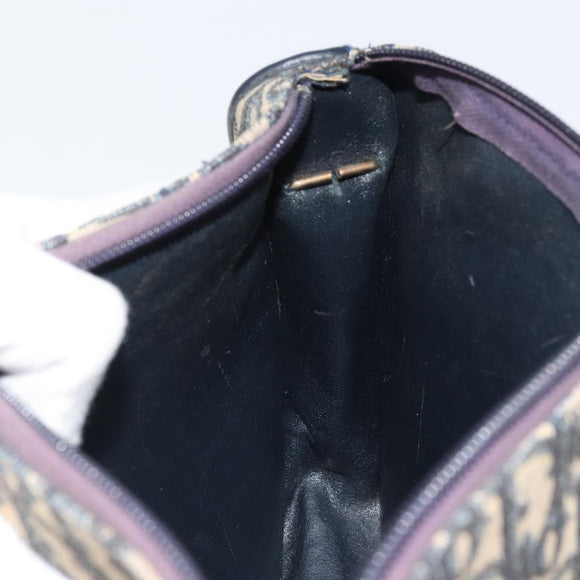 Christian Dior Trotter Canvas Shoulder Bag Navy Gold Auth BA9247