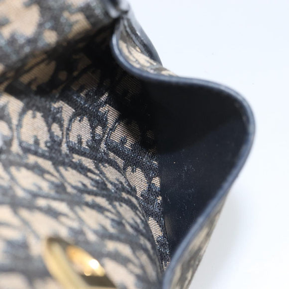 Christian Dior Trotter Canvas Shoulder Bag Navy Gold Auth BA9247