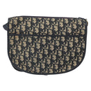 Christian Dior Trotter Canvas Shoulder Bag Navy Gold Auth BA9247-3