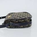 Christian Dior Trotter Canvas Shoulder Bag Navy Gold Auth BA9247-5