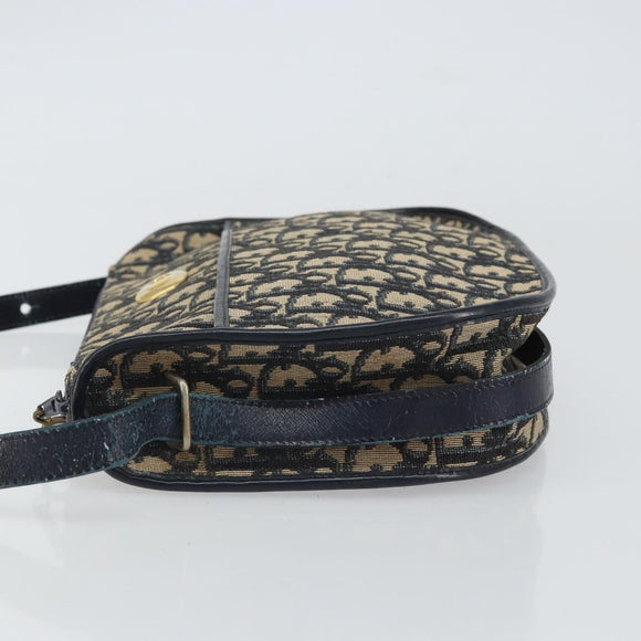 Christian Dior Trotter Canvas Umhängetasche Navy Gold Auth BA9247