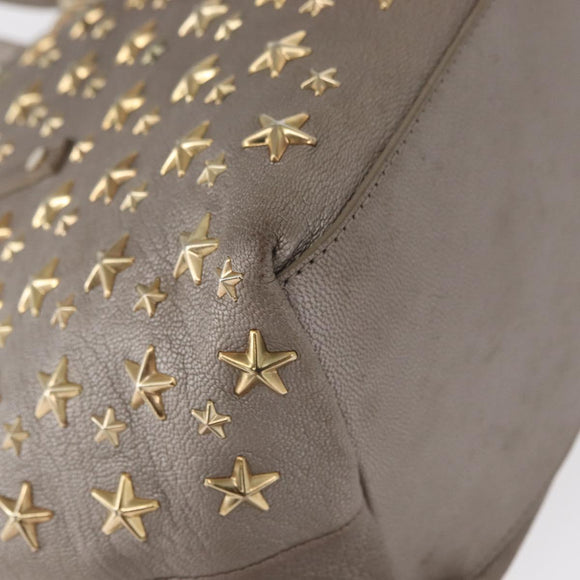 Jimmy Choo Sasha S Tote Bag Leather Silver Gold Auth BA9248