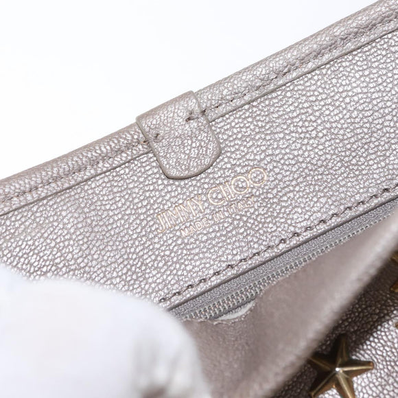 Jimmy Choo Sasha S Tote Bag Leather Silver Gold Auth BA9248