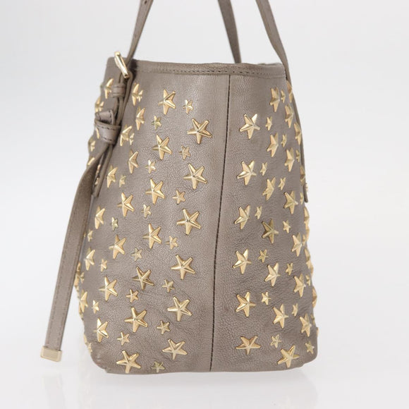 Jimmy Choo Sasha S Tote Bag Leather Silver Gold Auth BA9248