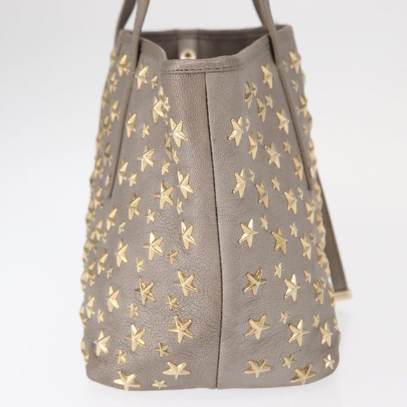 Jimmy Choo Sasha S Tote Bag Leather Silver Gold Auth BA9248