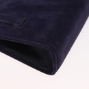 Salvatore Ferragamo Gancini Chain Shoulder Bag Suede Navy Gold Auth BA9249-15