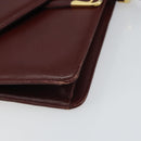 CARTIER Must Line Shoulder Bag Leather Bordeaux Gold Auth BA9250-10