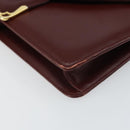 CARTIER Must Line Shoulder Bag Leather Bordeaux Gold Auth BA9250-11