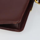 CARTIER Must Line Shoulder Bag Leather Bordeaux Gold Auth BA9250-12