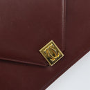 CARTIER Must Line Shoulder Bag Leather Bordeaux Gold Auth BA9250-14