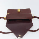 CARTIER Must Line Shoulder Bag Leather Bordeaux Gold Auth BA9250-15