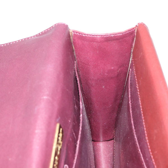 CARTIER Must Line Shoulder Bag Leather Bordeaux Gold Auth BA9250