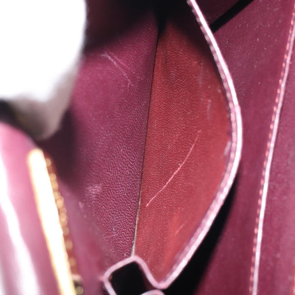 CARTIER Must Line Shoulder Bag Leather Bordeaux Gold Auth BA9250