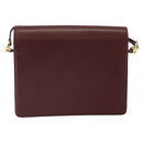 CARTIER Must Line Shoulder Bag Leather Bordeaux Gold Auth BA9250-3