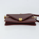 CARTIER Must Line Shoulder Bag Leather Bordeaux Gold Auth BA9250-9