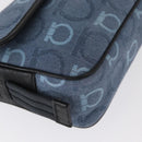 Salvatore Ferragamo Gancini Shoulder Bag Canvas Navy Gold Auth BA9259V-10