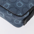 Salvatore Ferragamo Gancini Shoulder Bag Canvas Navy Gold Auth BA9259V-13