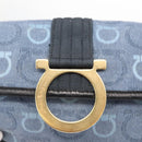 Salvatore Ferragamo Gancini Shoulder Bag Canvas Navy Gold Auth BA9259V-15