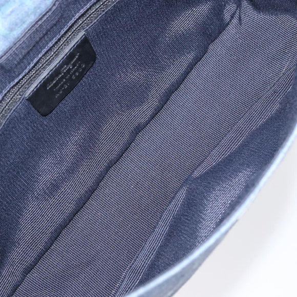 Salvatore Ferragamo Gancini Shoulder Bag Canvas Navy Gold Auth BA9259V