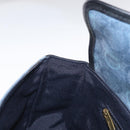 Salvatore Ferragamo Gancini Shoulder Bag Canvas Navy Gold Auth BA9259V-19