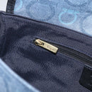 Salvatore Ferragamo Gancini Shoulder Bag Canvas Navy Gold Auth BA9259V-20