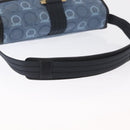 Salvatore Ferragamo Gancini Shoulder Bag Canvas Navy Gold Auth BA9259V-7