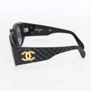 CHANEL Matelasse Sunglasses plastic Black CC Auth BA9264-5