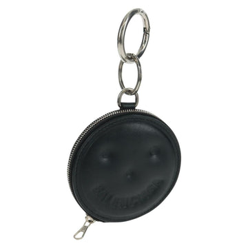BALENCIAGA Smile Coin Purse Leather Black Silver Auth BA9266V