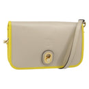 LOEWE Ines Shoulder Bag Leather Ivory Gold Auth BA9271V-1
