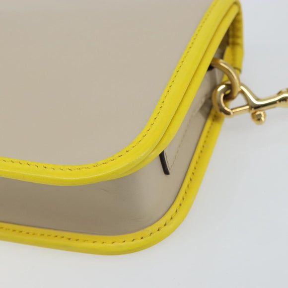 LOEWE Ines Shoulder Bag Leather Ivory Gold Auth BA9271V