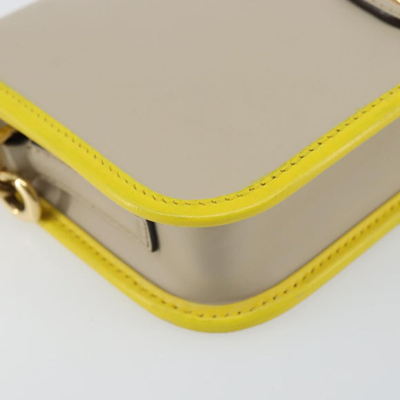 LOEWE Ines Shoulder Bag Leather Ivory Gold Auth BA9271V