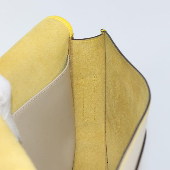 LOEWE Ines Shoulder Bag Leather Ivory Gold Auth BA9271V