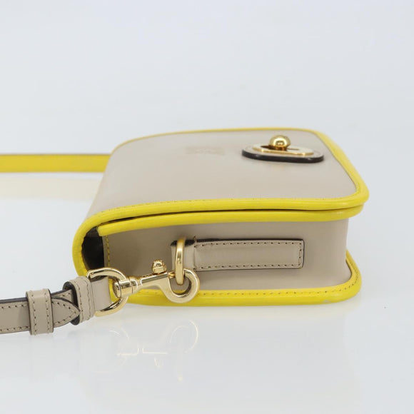 LOEWE Ines Shoulder Bag Leather Ivory Gold Auth BA9271V