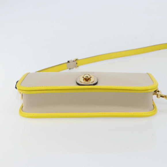 LOEWE Ines Shoulder Bag Leather Ivory Gold Auth BA9271V