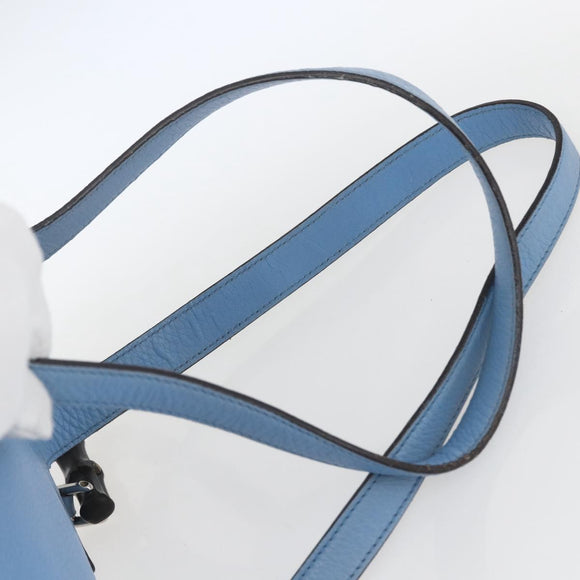 GUCCI Bamboo Backpack Leather Light Blue Silver 370833 Auth BA9273V