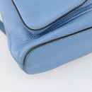 GUCCI Bamboo Backpack Leather Light Blue Silver 370833 Auth BA9273V-13