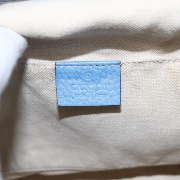 GUCCI Bamboo Backpack Leather Light Blue Silver 370833 Auth BA9273V