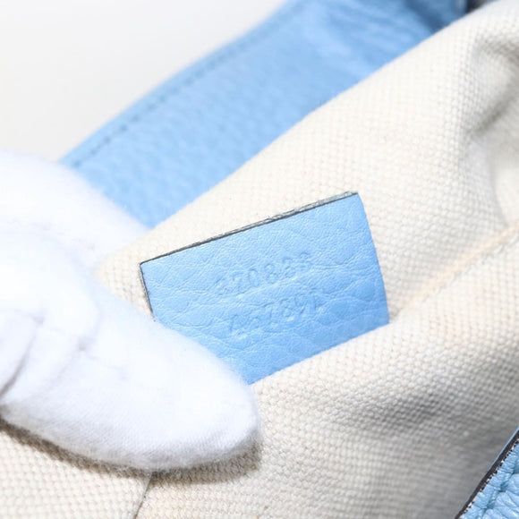 GUCCI Bamboo Backpack Leather Light Blue Silver 370833 Auth BA9273V