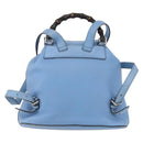 GUCCI Bamboo Backpack Leather Light Blue Silver 370833 Auth BA9273V-3