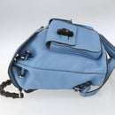 GUCCI Bamboo Backpack Leather Light Blue Silver 370833 Auth BA9273V-4