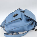 GUCCI Bamboo Backpack Leather Light Blue Silver 370833 Auth BA9273V-5