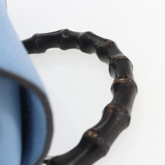 GUCCI Bamboo Backpack Leather Light Blue Silver 370833 Auth BA9273V