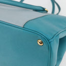 PRADA Hand Bag Safiano leather 2way Green Gold Auth BA9274V-16