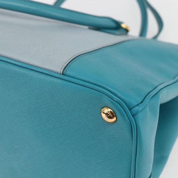 PRADA Hand Bag Safiano leather 2way Green Gold Auth BA9274V