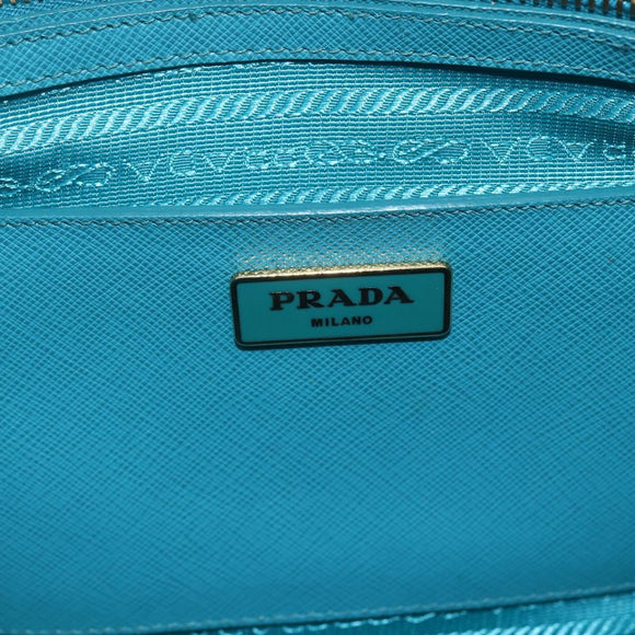 PRADA Hand Bag Safiano leather 2way Green Gold Auth BA9274V