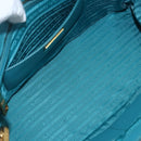 PRADA Hand Bag Safiano leather 2way Green Gold Auth BA9274V-11